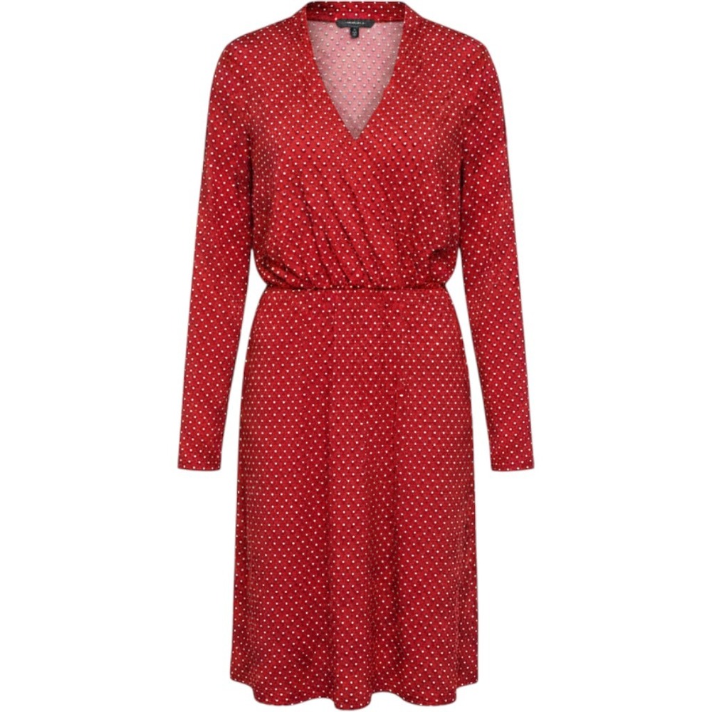 Adrianna Papell Red Polka Dot Faux Wrap Dress Long Sleeve XL